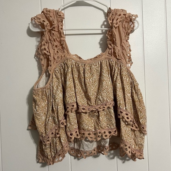 Anthropologie Let Me Be Eyelet Swing Top Size Large - Picture 3 of 3